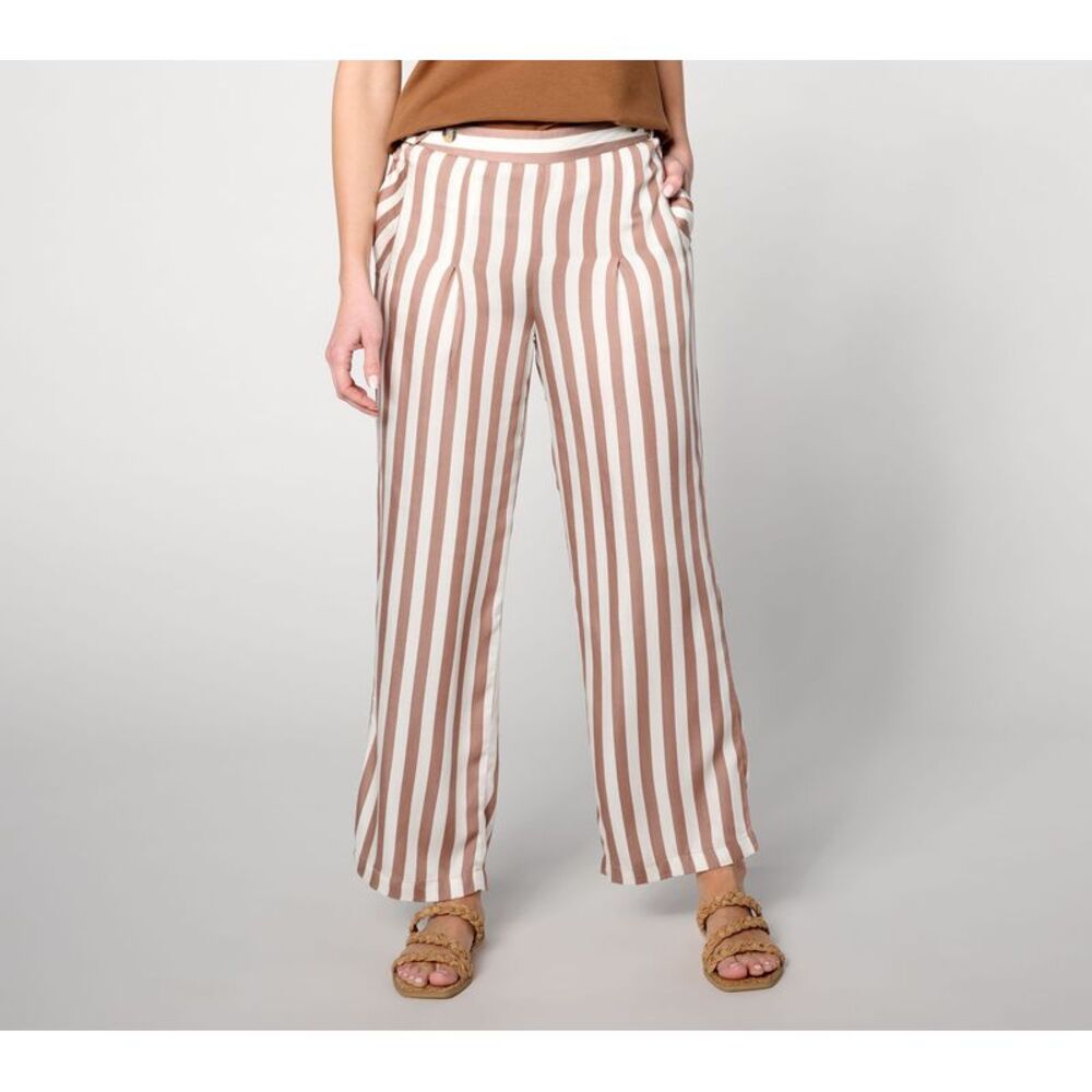 Anybody Women's Petite Pants PXL PetiteWoven Ankle Button Tab Waist Brown